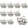 ZAWIESZKI CHARMS KOTKI ZAWIESZKA KOT KOTEK KOTY WISIOREK METAL 15mm 12szt