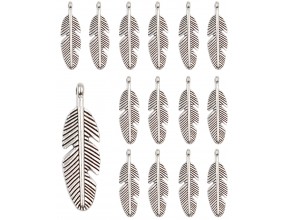 ZAWIESZKI CHARMS PIÓRA PIÓRKA ZAWIESZKA PIÓRO WISIOREK METAL 30mm 12szt