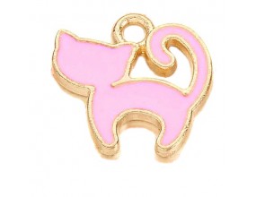 Zawieszka emaliowana KOTEK KOT charms 12x13x1mm RÓŻOWY