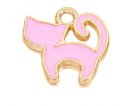 Zawieszka emaliowana KOTEK KOT charms 12x13x1mm RÓŻOWY