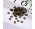 Drobne Nakładki Przekładki do Koralików 6mm Kwiatki 100szt Złote Antyczne