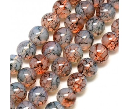 Koraliki Szklane Marmurki Mleczne Brązowe Kulki 8mm 50szt