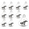 ZAWIESZKA CHARMS SERCE SERCA NAPIS "MOM" 17mm DLA MAMY DZIEŃ MATKI 10szt