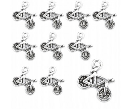 ZAWIESZKI CHARMS ROWER ROWERYK ZAWIESZKA WISIOREK DO BRELOKA 14mm 12szt