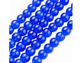 KORALIKI SZKLANE CRACKLE "SPĘKANE" GRANATOWE KULKI DO RÓŻAŃCA 6mm 50szt