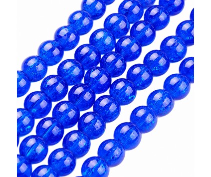 KORALIKI SZKLANE CRACKLE "SPĘKANE" GRANATOWE KULKI DO RÓŻAŃCA 6mm 50szt