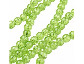 KORALIKI SZKLANE CRACKLE "SPĘKANE" ZIELONE JASNE KULKI DO RÓŻAŃCA 6mm 50szt