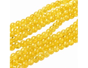 KORALIKI SZKLANE CRACKLE "SPĘKANE" ŻÓŁTE CIEMNE KULKI DO RÓŻAŃCA 6mm 50szt