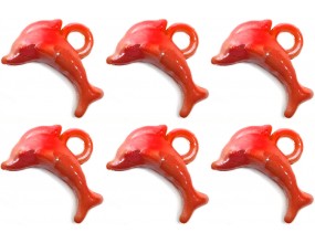 Zawieszki Delfiny Koraliki Akrylowe Wisiorek 18x13mm 10szt Czerwony