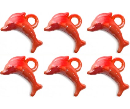 Zawieszki Delfiny Koraliki Akrylowe Wisiorek 18x13mm 10szt Czerwony