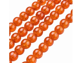 KORALIKI SZKLANE CRACKLE "SPĘKANE" POMARAŃCZOWE KULKI DO RÓŻAŃCA 6mm 50szt
