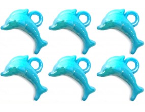 Zawieszki Delfiny Koraliki Akrylowe Wisiorek 18x13mm 10szt Fioletowy