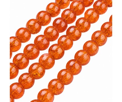 KORALIKI SZKLANE CRACKLE "SPĘKANE" POMARAŃCZOWE KULKI DO RÓŻAŃCA 6mm 50szt