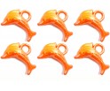 Zawieszki Delfiny Koraliki Akrylowe Wisiorek 18x13mm 10szt Pomarańczowy