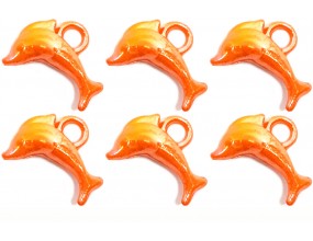Zawieszki Delfiny Koraliki Akrylowe Wisiorek 18x13mm 10szt Pomarańczowy