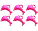 Zawieszki Delfiny Koraliki Akrylowe Wisiorek 18x13mm 10szt Różowy