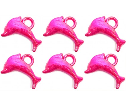 Zawieszki Delfiny Koraliki Akrylowe Wisiorek 18x13mm 10szt Różowy