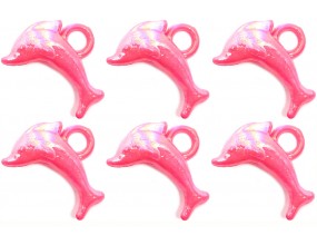 Zawieszki Delfiny Koraliki Akrylowe Wisiorek 18x13mm 10szt Róż Jasny