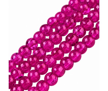 KORALIKI SZKLANE CRACKLE "SPĘKANE" RÓŻOWE CIEMNE KULKI DO RÓŻAŃCA 6mm 50szt
