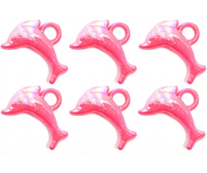Zawieszki Delfiny Koraliki Akrylowe Wisiorek 18x13mm 10szt Róż Jasny