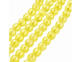 KORALIKI SZKLANE CRACKLE "SPĘKANE" ŻÓŁTE KULKI DO RÓŻAŃCA 6mm 50szt