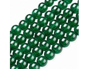 KORALIKI SZKLANE CRACKLE "SPĘKANE" ZIELONE CIEMNE KULKI DO RÓŻAŃCA 6mm 50szt