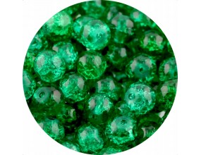 KORALIKI SZKLANE CRACKLE "SPĘKANE" KULE ZIELONE CIEMNE 8mm 50szt