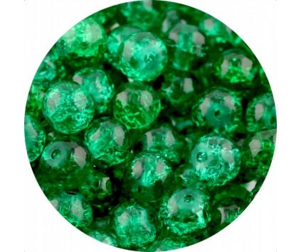 KORALIKI SZKLANE CRACKLE "SPĘKANE" KULE ZIELONE CIEMNE 8mm 50szt