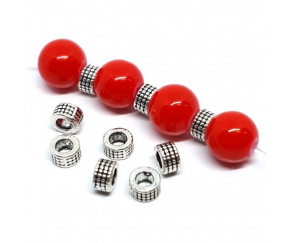 DROBNE PRZEKŁADKI DO KORALIKÓW W KRATKĘ METAL 5/3mm KORALIK OZDOBNY 100szt