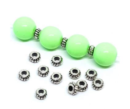 DROBNE PRZEKŁADKI DO KORALIKÓW OPONKI 4/2mm METAL 20szt + KORALIKI GRATIS