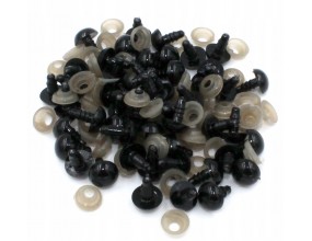 Oczy do Zabawek Maskotek z Gwintem i Zaciskiem Plastik Czarne 50 sztuk 10mm