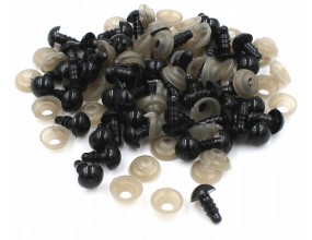 Oczy do Zabawek Maskotek z Gwintem i Zaciskiem Plastikowe Czarne 50 szt 8mm