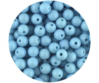 Koraliki Gładkie Klasyczne w Kształcie Kulki 8mm 100szt Akryl NIEBIESKIE