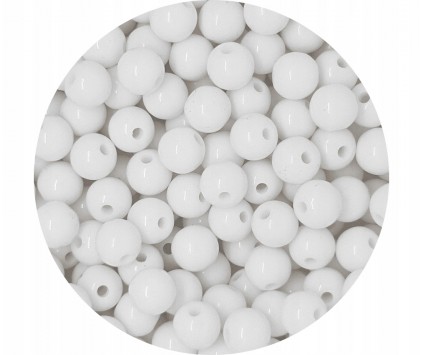 Koraliki Gładkie Klasyczne w Kształcie Kulki 8mm 50szt Akryl Białe