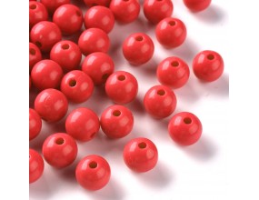 Koraliki Gładkie Klasyczne w Kształcie Kulki 10mm 20szt Akryl Czerwone