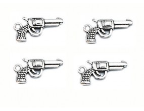 Zawieszka metalowa charms pistolet 22x16mm 4szt