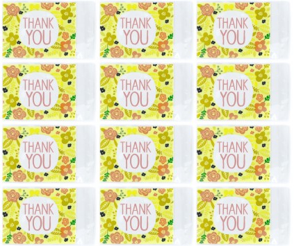 Woreczki Foliowe Celofan z Klejem 13x10 Opakowanie Ozdobne Thank You 12szt