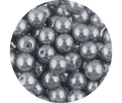 KORALIKI SZKLANE PERŁY PEREŁKI PERŁA KULKI 8mm SZARE CIEMNE 50szt