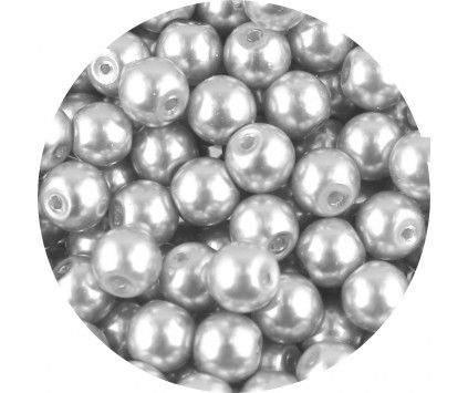 KORALIKI SZKLANE PERŁY PEREŁKI PERŁA KULKI 8mm SZARE JASNE 50szt