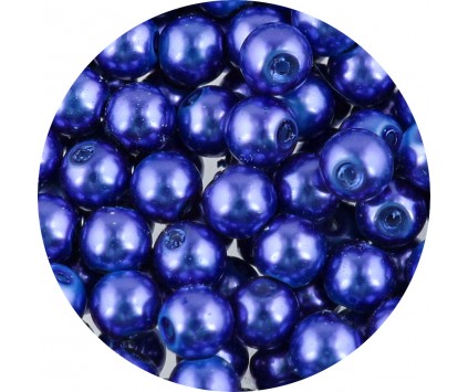 KORALIKI SZKLANE PERŁY PEREŁKI PERŁA KULKI 8mm KOBALTOWE 50szt