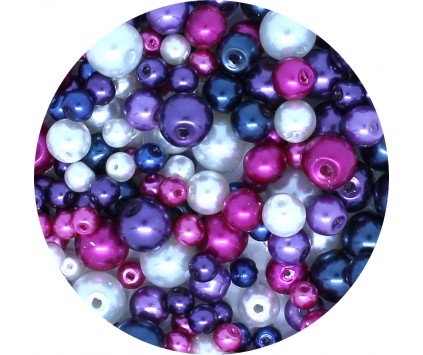 Perły Szklane Miks rozmiarów 4-8mm Fiolet/Granat/Róż Zestaw 200szt