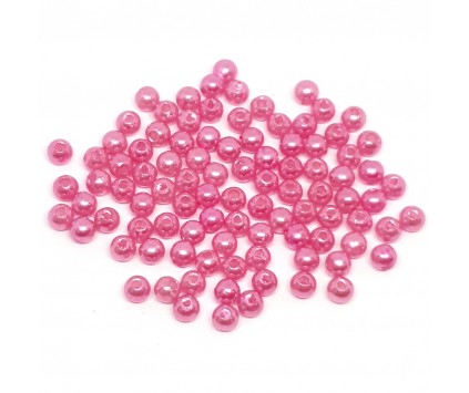 Koraliki Akrylowe Perły 4mm Okrągłe Kuleczki Perełki Różowe 100szt