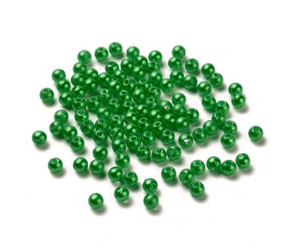 Koraliki Akrylowe Perły 4mm Okrągłe Kuleczki Perełki Zielone 100szt