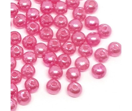 Koraliki Akrylowe Perły 4mm Okrągłe Kuleczki Perełki Różowe 50szt