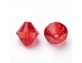 KORALIKI AKRYLOWE DIAMENCIKI SZLIFOWANE CZERWONE 6mm 50szt
