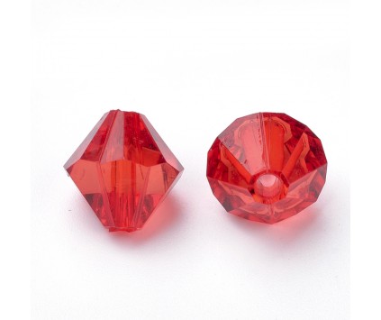 KORALIKI AKRYLOWE DIAMENCIKI SZLIFOWANE CZERWONE 6mm 50szt
