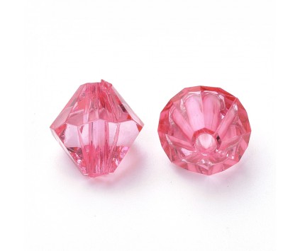 KORALIKI AKRYLOWE DIAMENCIKI SZLIFOWANE RÓŻOWE ŁOSOSIOWE 6mm 50szt
