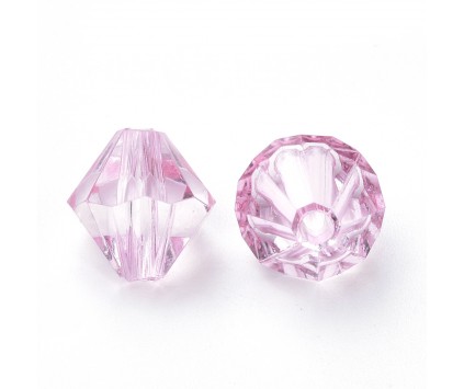 KORALIKI AKRYLOWE DIAMENCIKI SZLIFOWANE RÓŻOWE JASNE 6mm 50szt