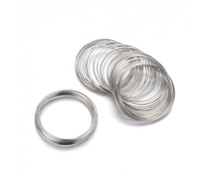 BAZA BRANSOLETY DRUT PAMIĘCIOWY na Rękę 55mm 20szt Metalowy Platynowy