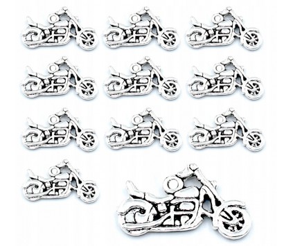 ZAWIESZKI CHARMS MOTOR MOTOCYKL ZAWIESZKA WISIOREK DO BRELOKA 17,5mm 12szt